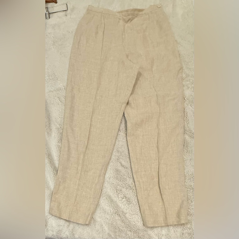 Talbots Bristol Women's Flax Beige Irish Linen Chino Pants Size 10